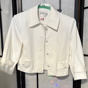 Coldwater Creek White Cropped Button-Front Blazer